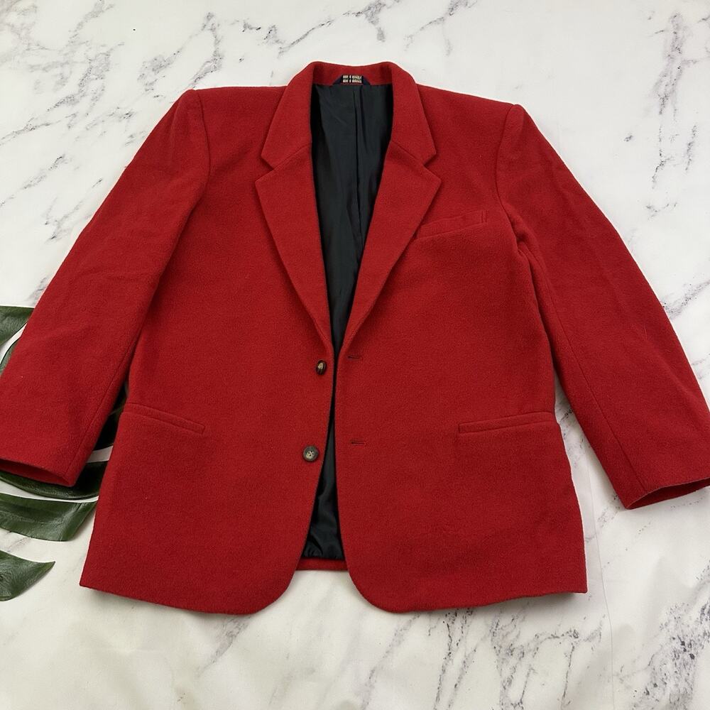 Gap Mens Vintage 90s Wool Blend Blazer Jacket Size L Red 2 Button Lined